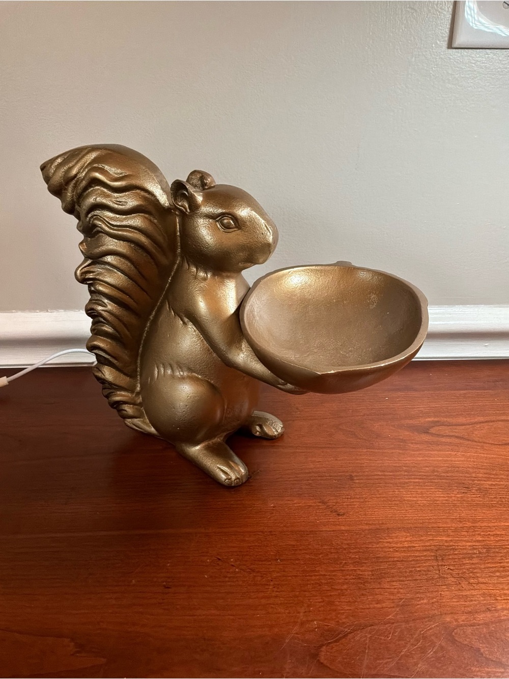 Bronze Accent Decor 8 1/2  Squirrel Trinket Dish Sculpture - Decorative Home Art